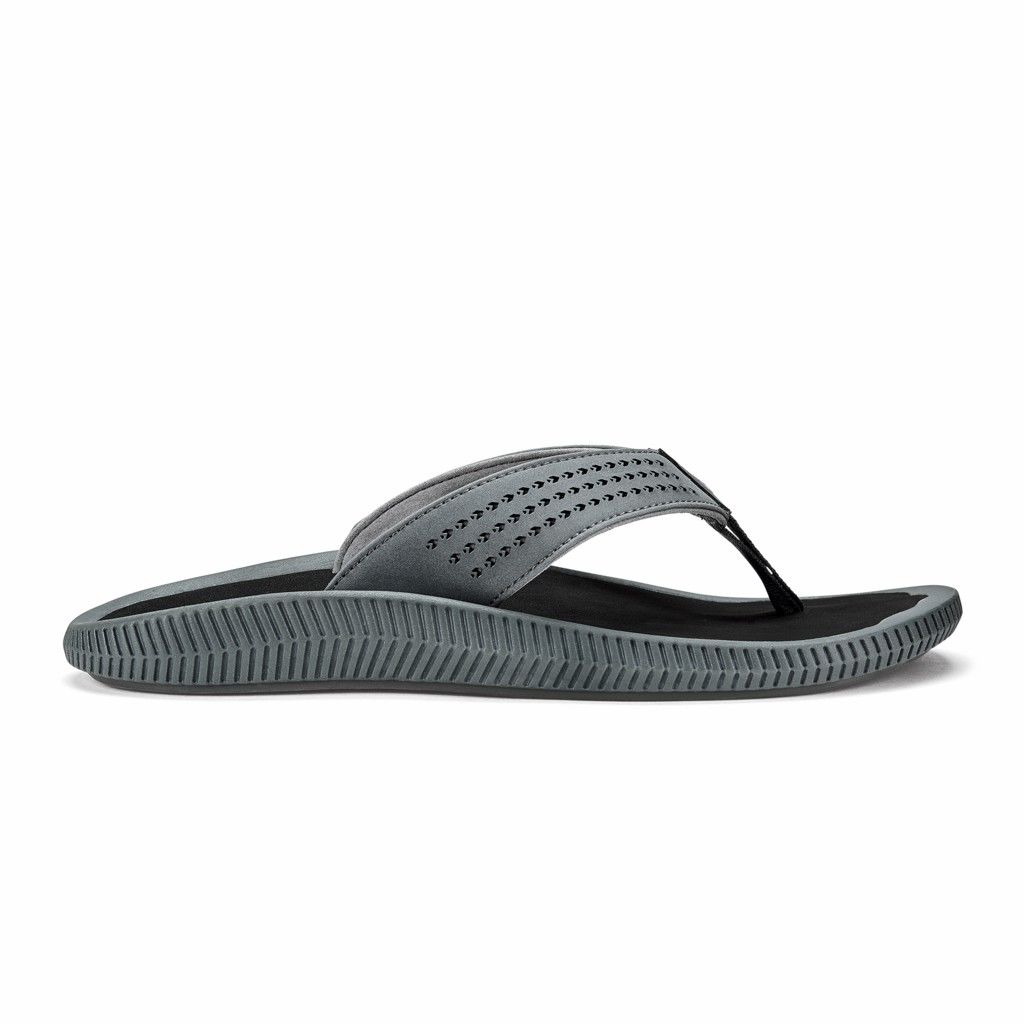 Olukai Men's Ulele Flip Flop - Dark Shadow / Black US907-218